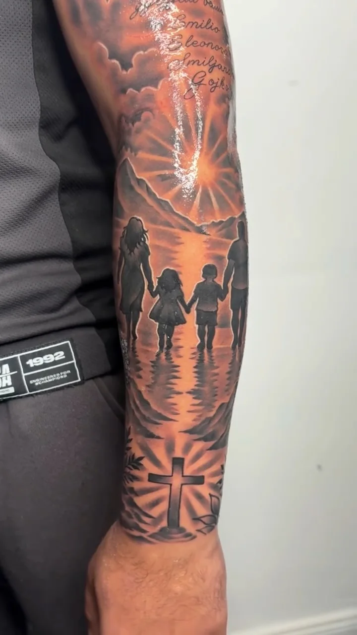 Ornamentaler Sleeve mit Lichtstrahlen